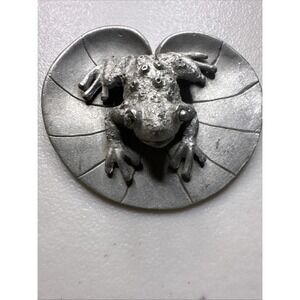 Vintage 1987 Spooniques Pewter Frog On Lily Pad PP271 Decorative‎ Figurine 2"